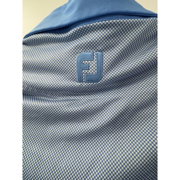 FootJoy Polo Mens XL Blue White Checkered Athletic Golf Short Sleeve Stretch - Picture 7 of 7